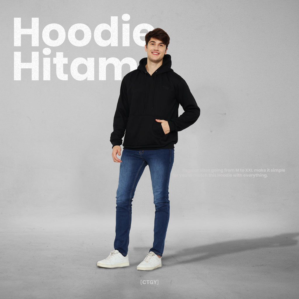 Cottonology Plain Hoodie Hitam