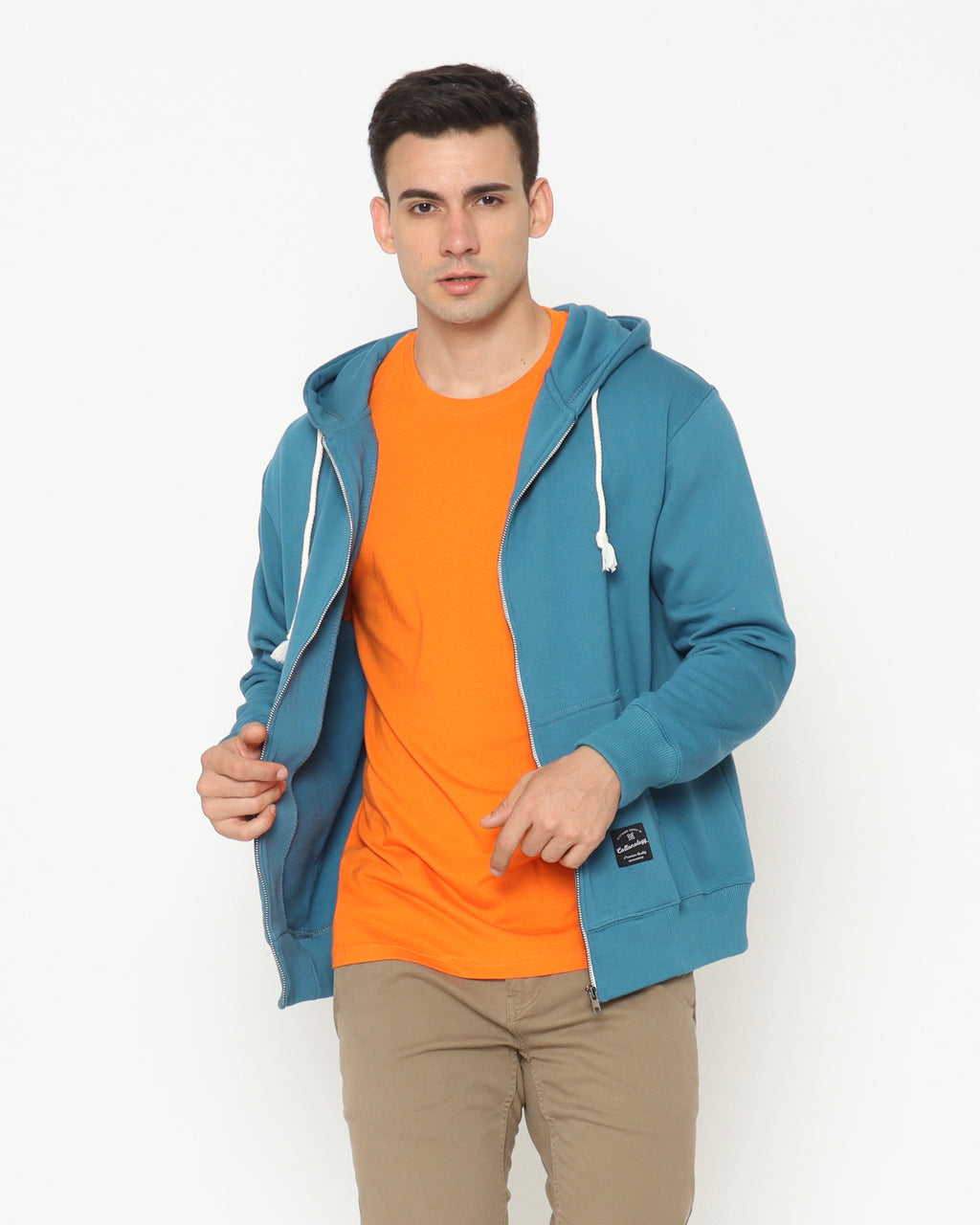 Jaket Hoodie Pria Polos Light Blue